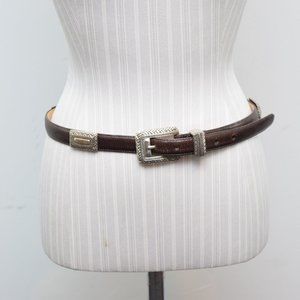 Brighton Medium Brown Leather Belt Silver Square